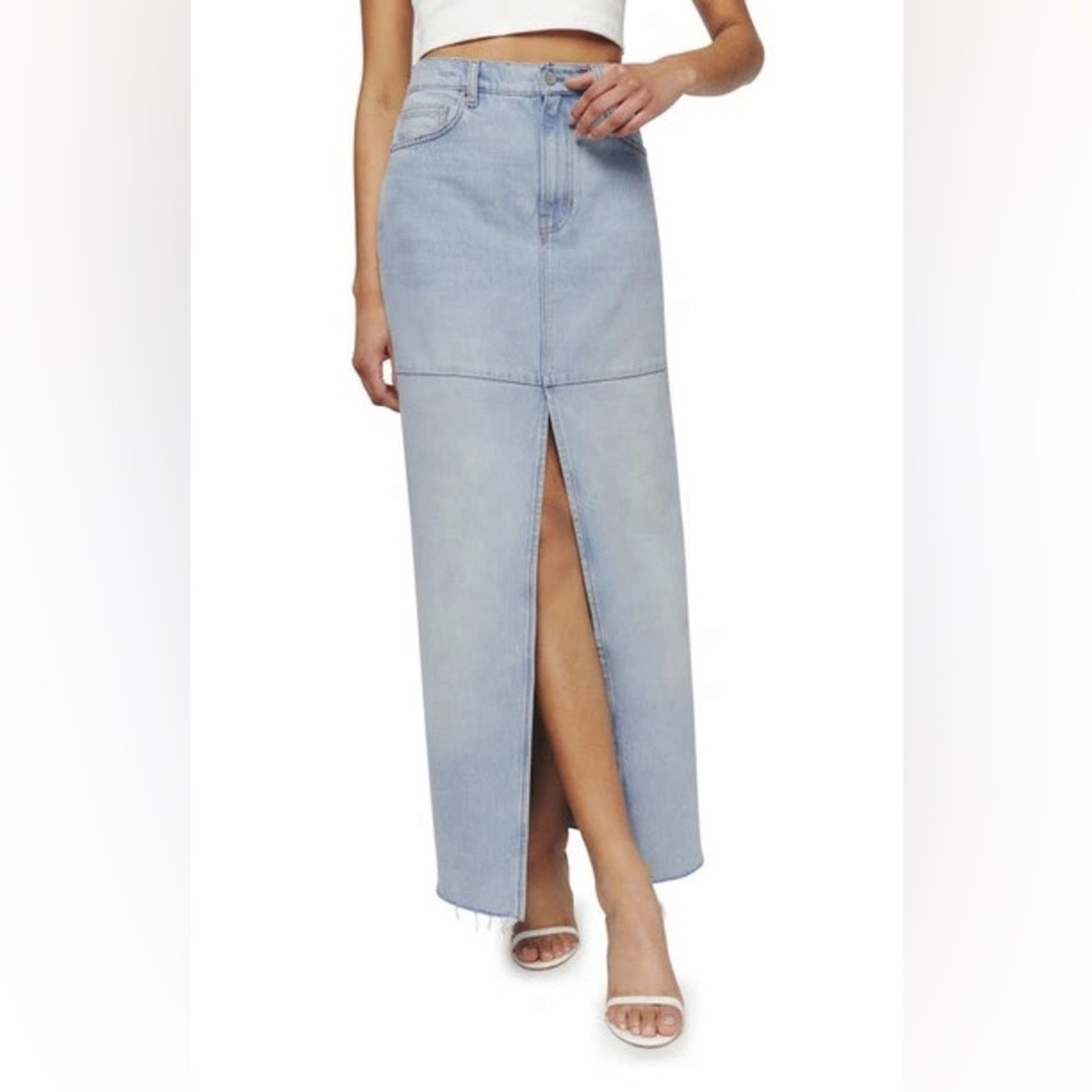 Reformation tazz maxi denim skirt in Tahoe